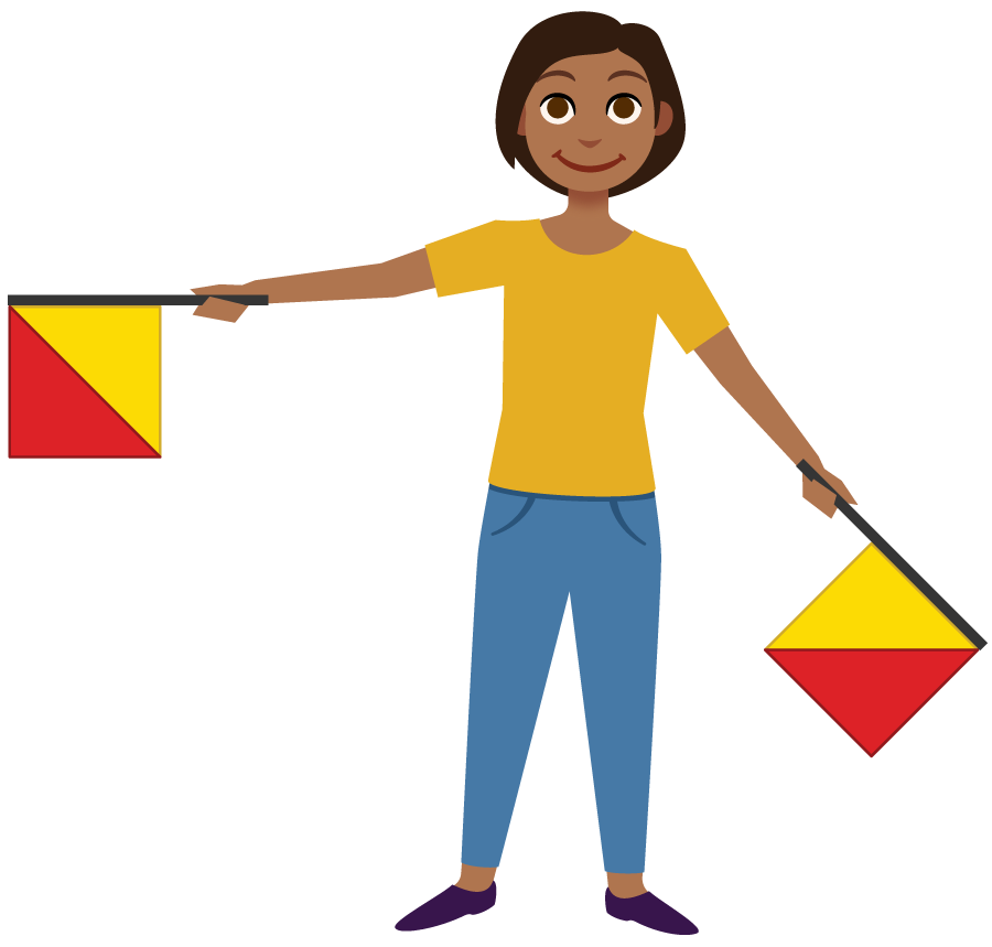 Flag semaphore figure.