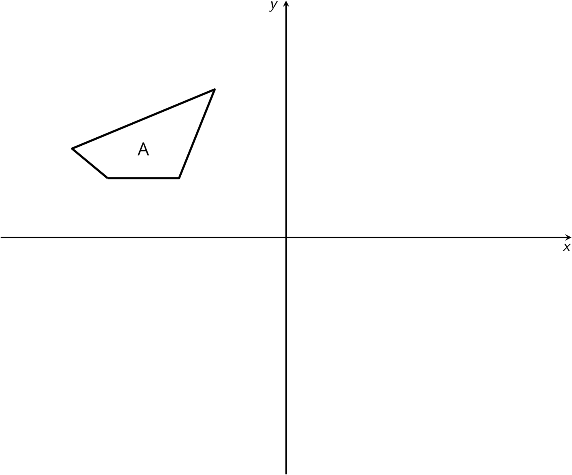 Quadrilateral A on blank coordinate plane. Quadrilateral A is in quadrant 2.