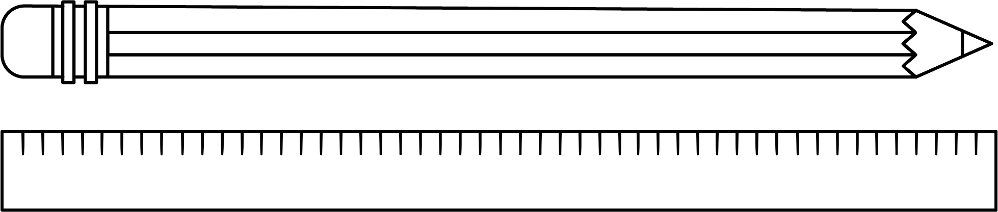 pencil with ruler along length