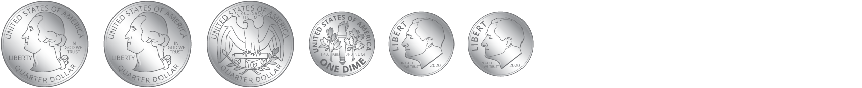 Coins. 3 quarters. 3 dimes.