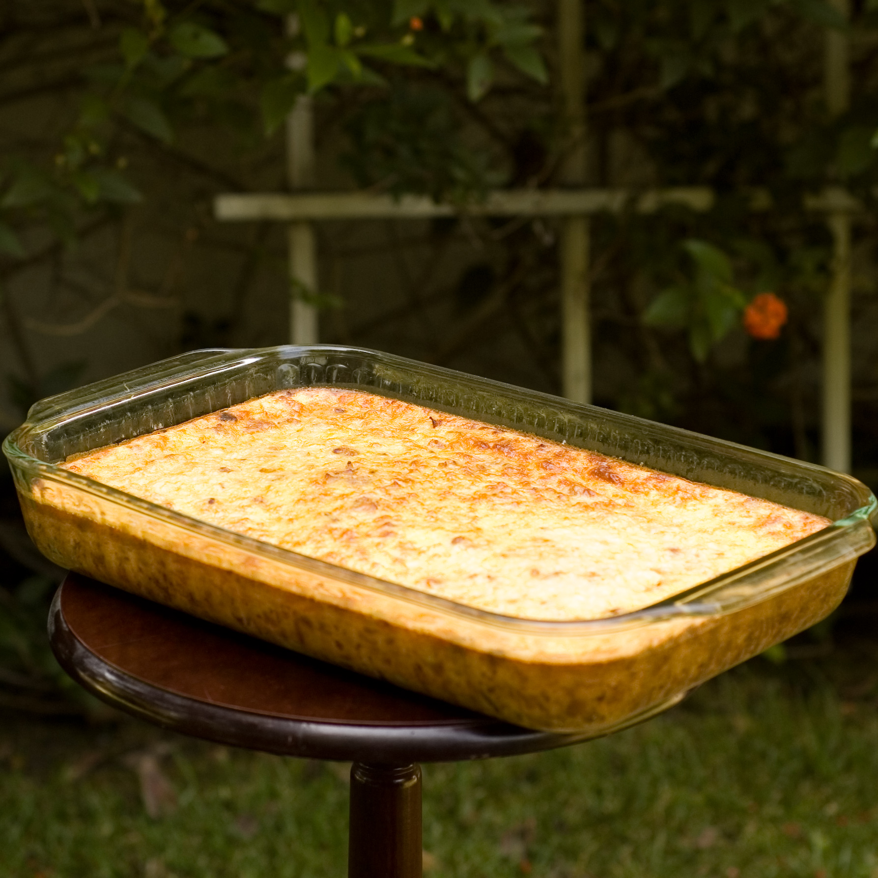 A photo of sausage egg casserole.