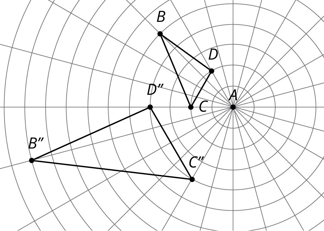 Two triangles on a circular grid. Ask for further assistance.