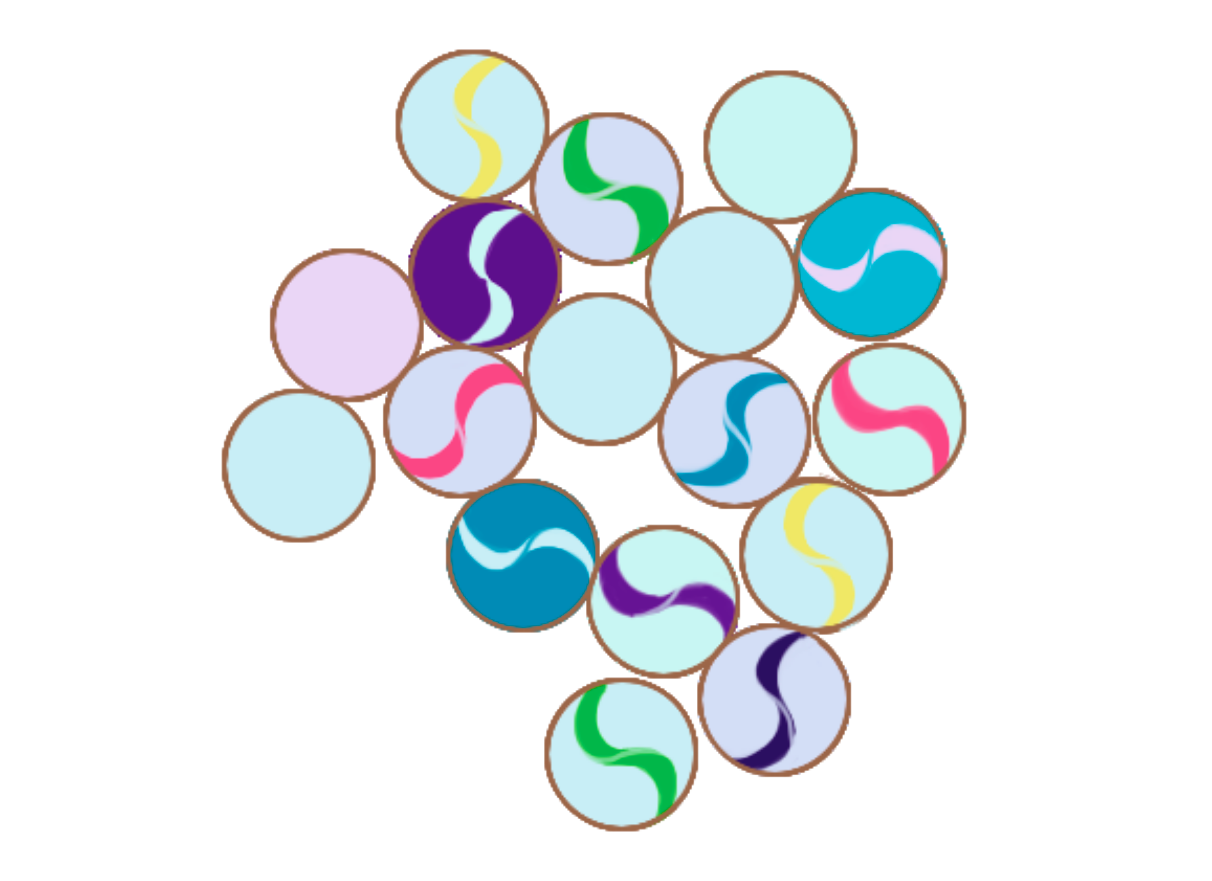 Collection of marbles.