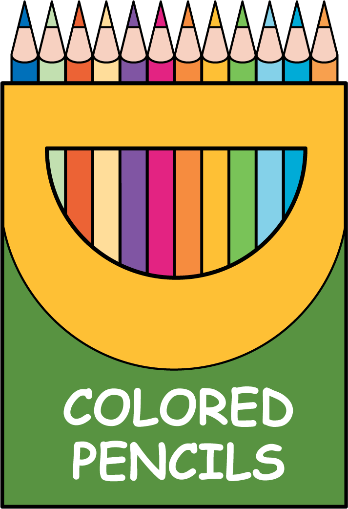 Box of colored pencils.