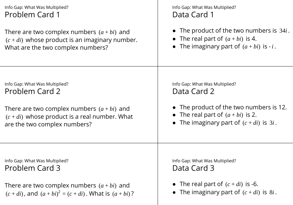 6 info gap cards, what data was multiplied.