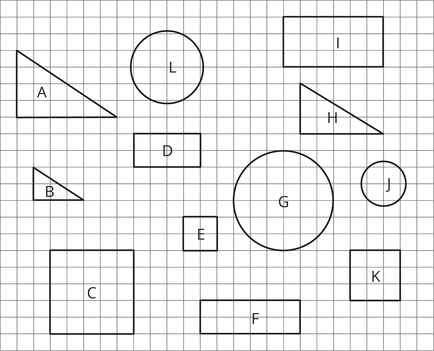 12 shapes on a grid.