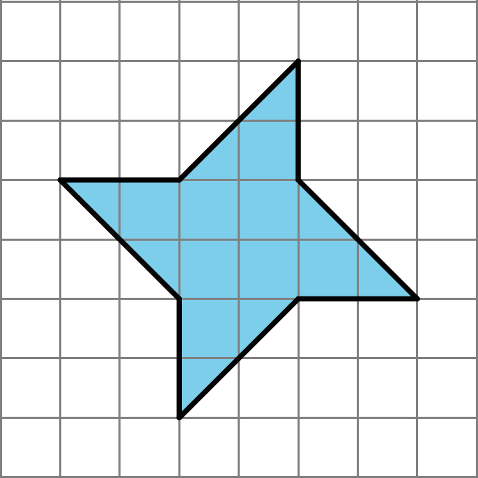 A shape with eight sides drawn on a grid.