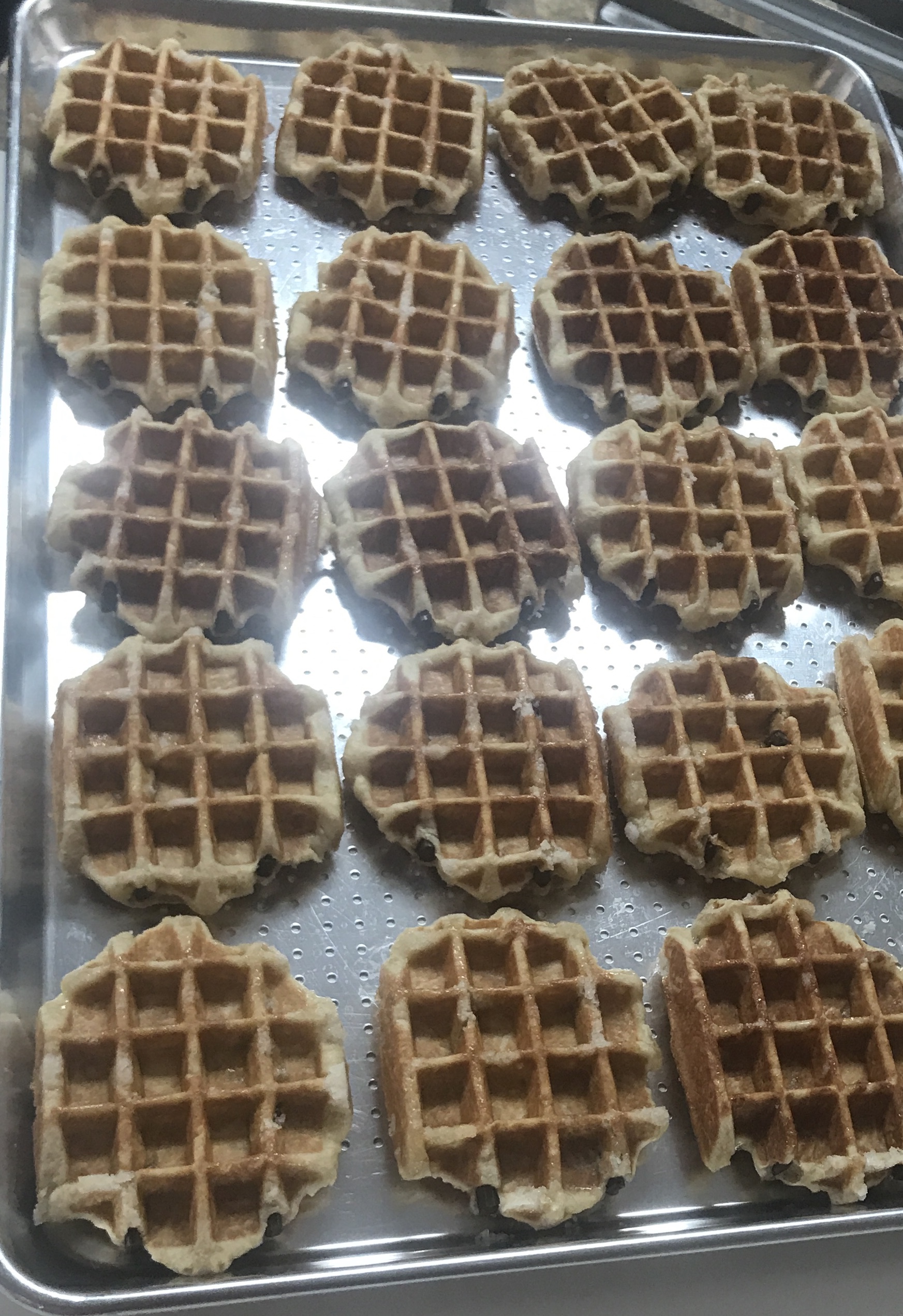 Tray of waffles.