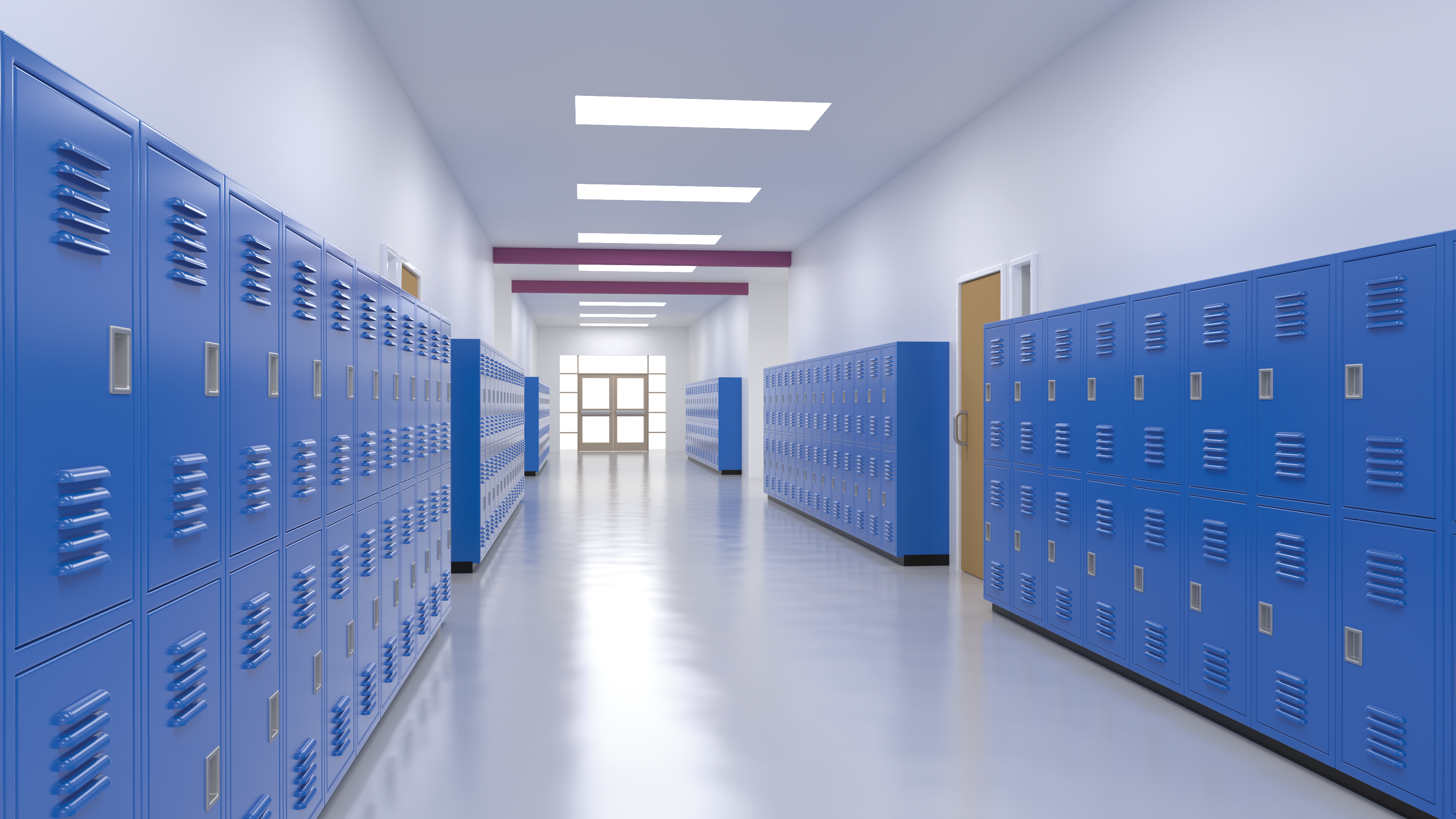 school hallway with lockers