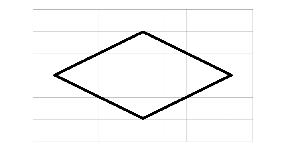 4 sided shape on grid. all sides have the same length, corners are not square.