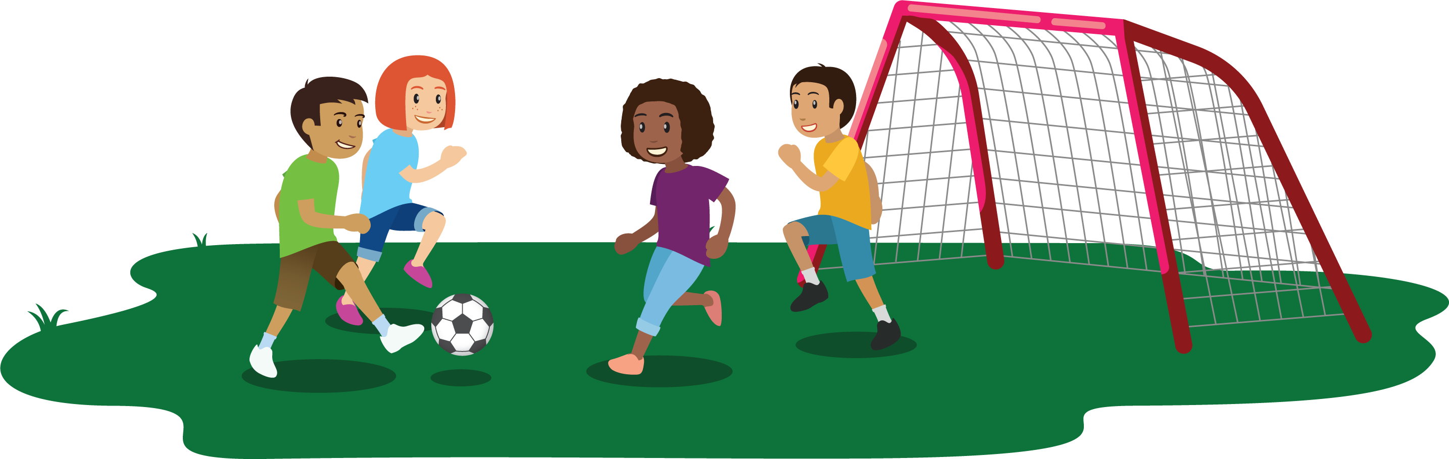 Students playing soccer.