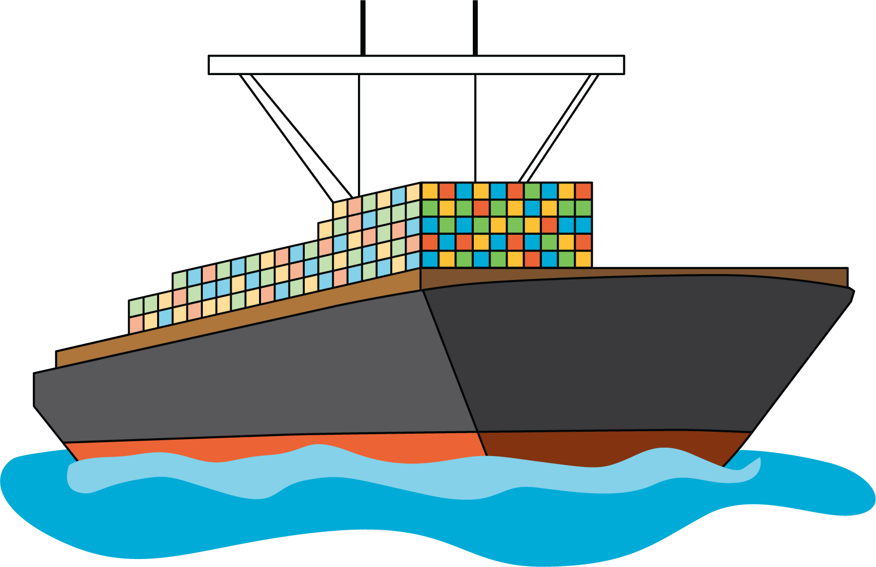 Cargo ship partially full.