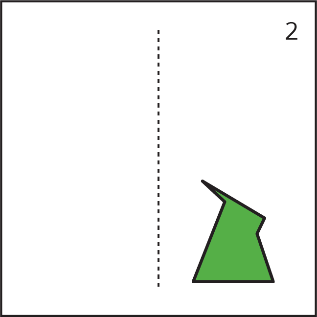 Card with a dashed line and a polygon.