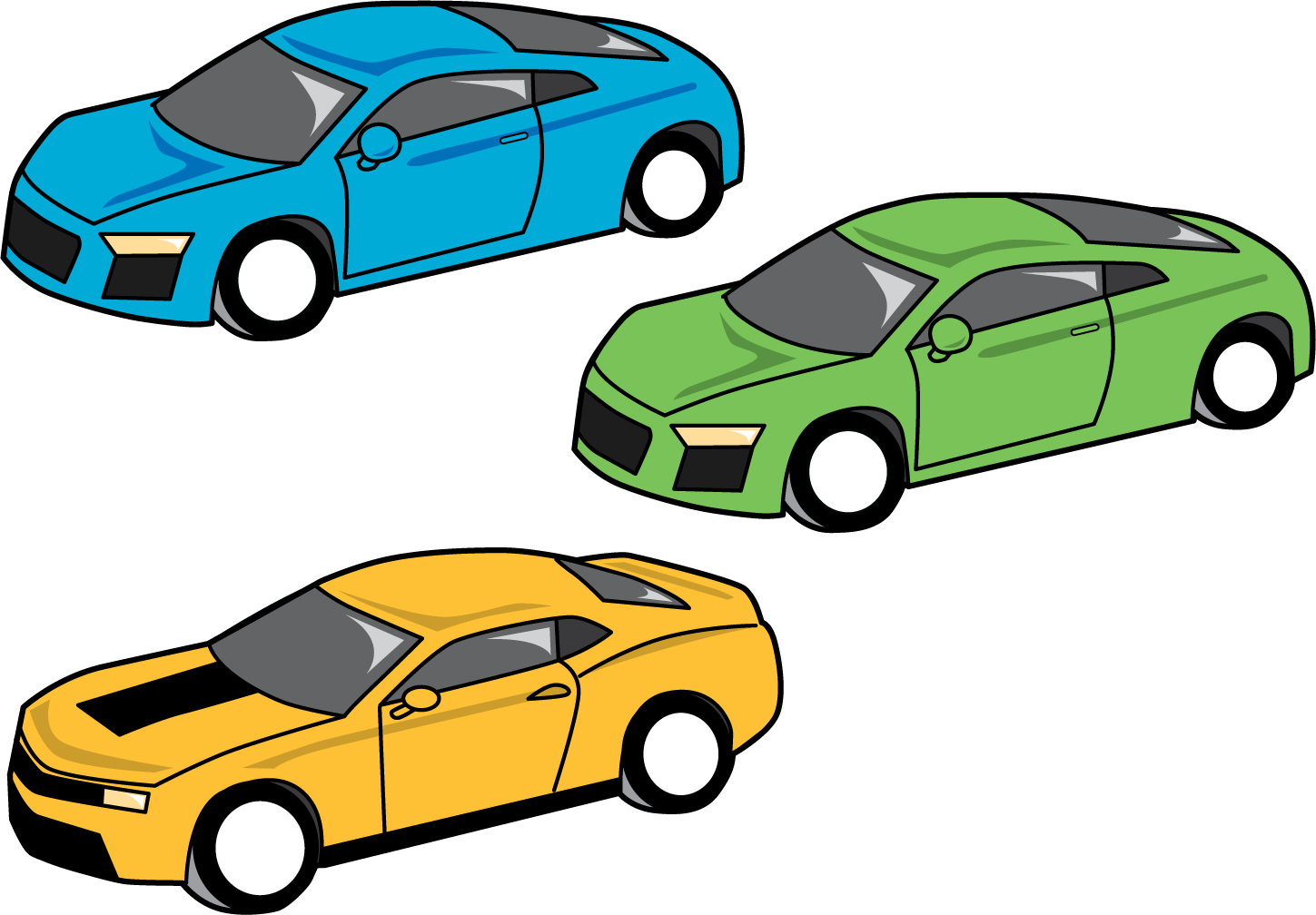 Three toy cars.