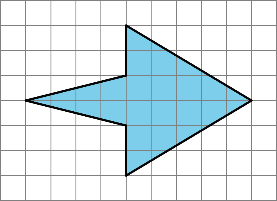 A shape with six sides. It is 9 units long and six units wide at it’s widest point. Two vertical sides connect four sloped sides, which meet at either end of the shape.
