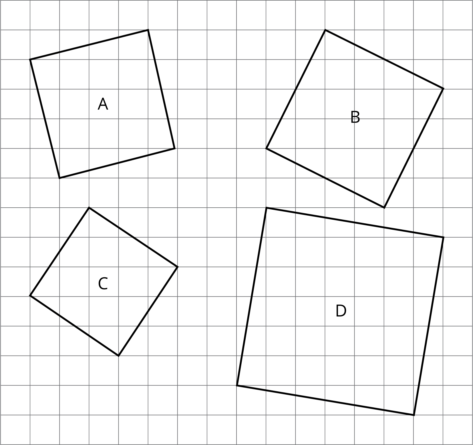 4 squares labeled A, B, C, D on grid.