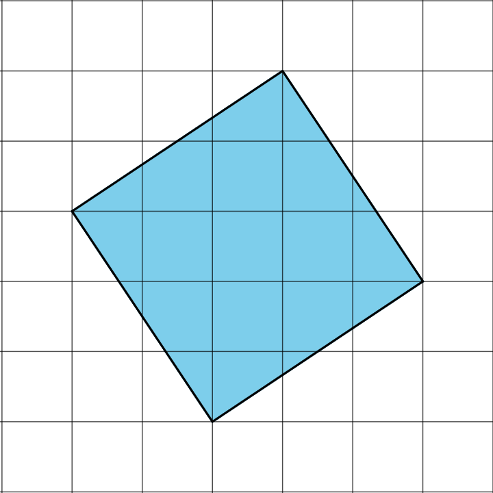 A square, not aligned to the horizontal or vertical gridlines, is on a square grid.