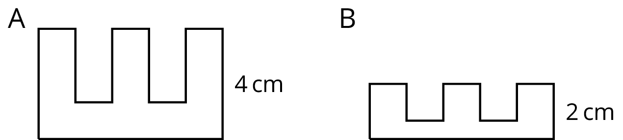 Two 12 sided figures in the shape of a W are labeled A and B.