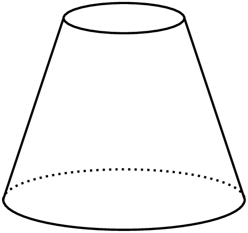 A frustrum, a a small circle centered above a larger circle, similar to a cone but without a point.