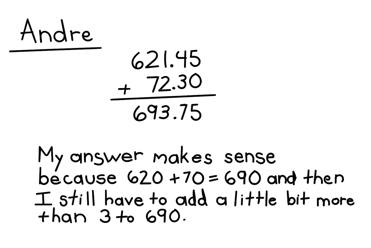Addition algorithm with decimals