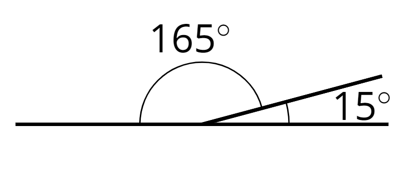 supplementary angles of 15 and 165 degrees