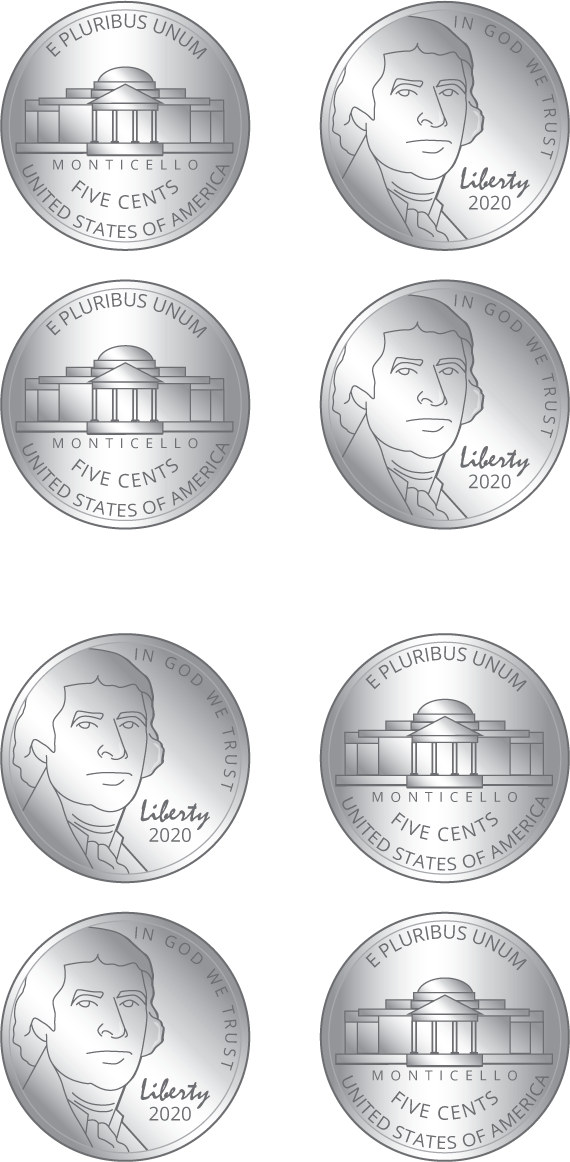 Sets of nickels.