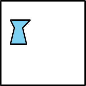 A card with a polygon on the upper left side.