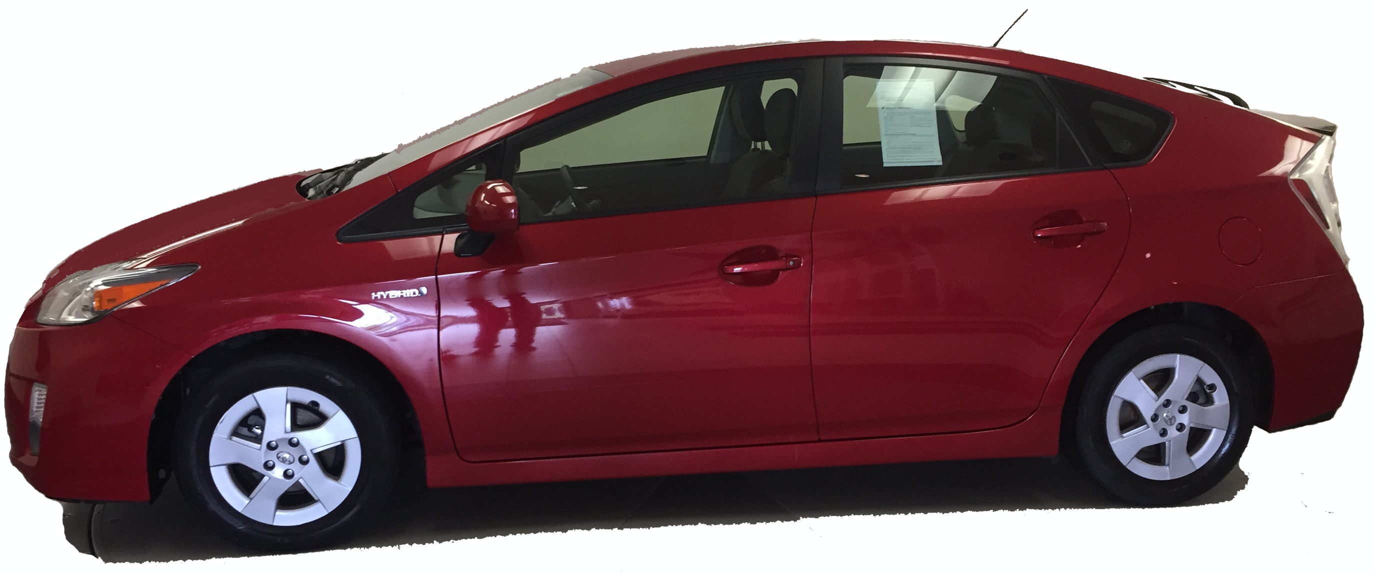 Image of a brand new red car.