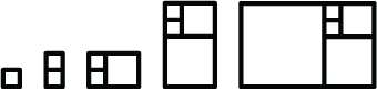 A sequence of rectangles composed of squares.