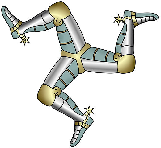 A triskelion image, three congruent legs radiating from a center point.