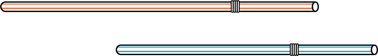 Straws. Red, 1. Blue, 1.