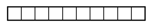 A rectangle divided vertically into 10 equal squares.