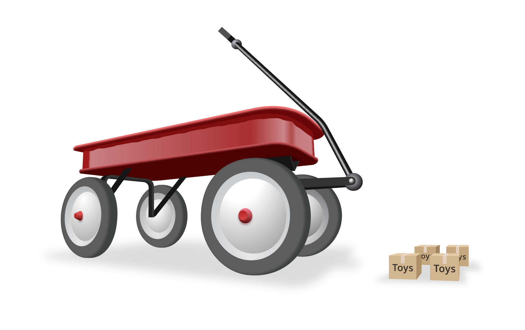 image of a giant wagon and four small toy boxes