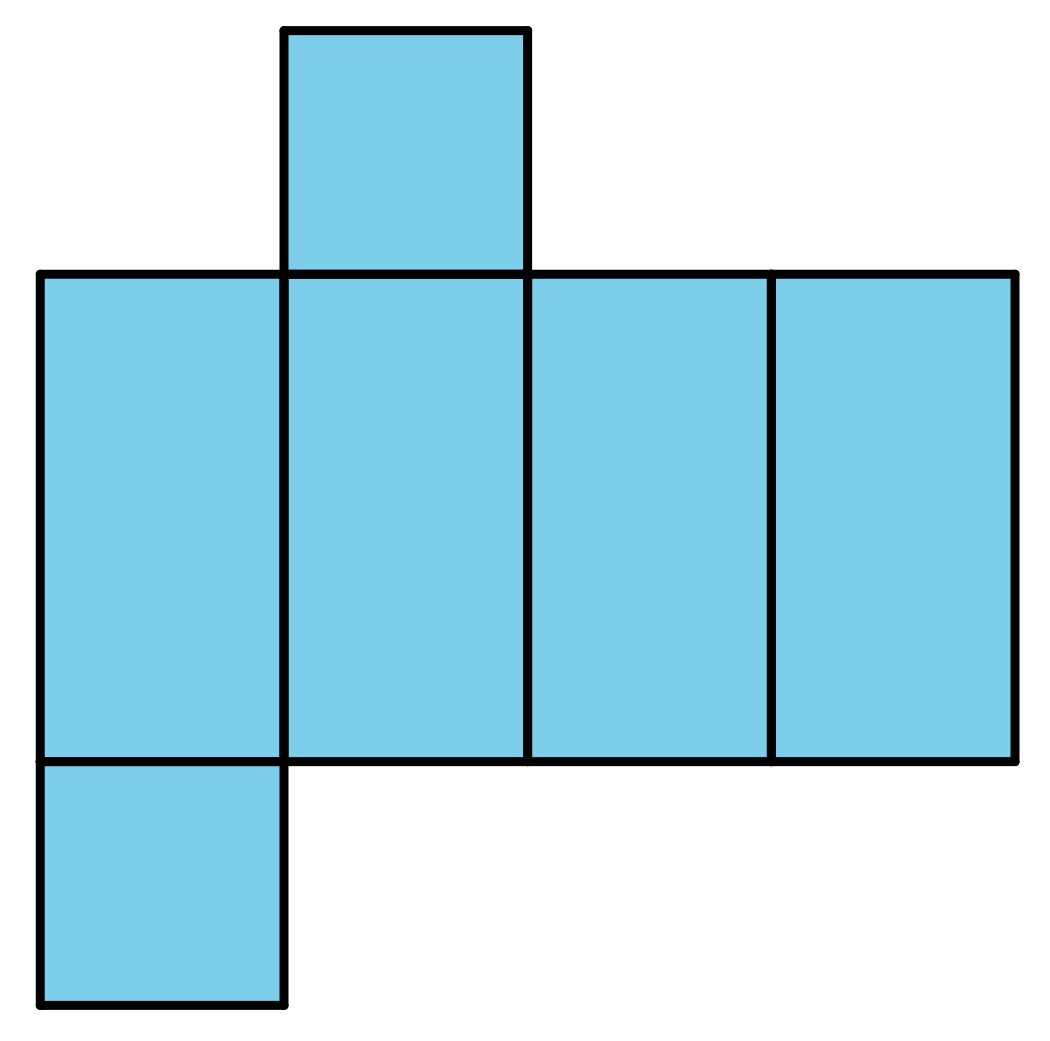 net. 4 adjacent rectangles. Square above rectangle 2 and beow rectangle 1.