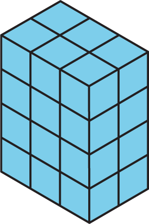 rectangular prism, length = 3 units, width = 2 units, height = 4 units.
