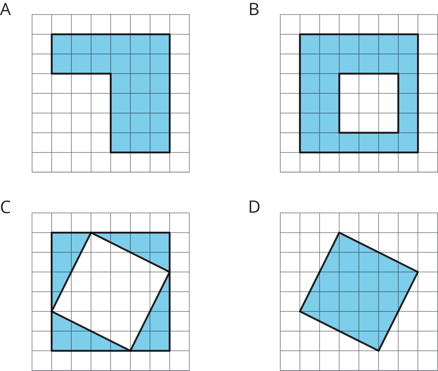 Four figures, each on a white square grid.