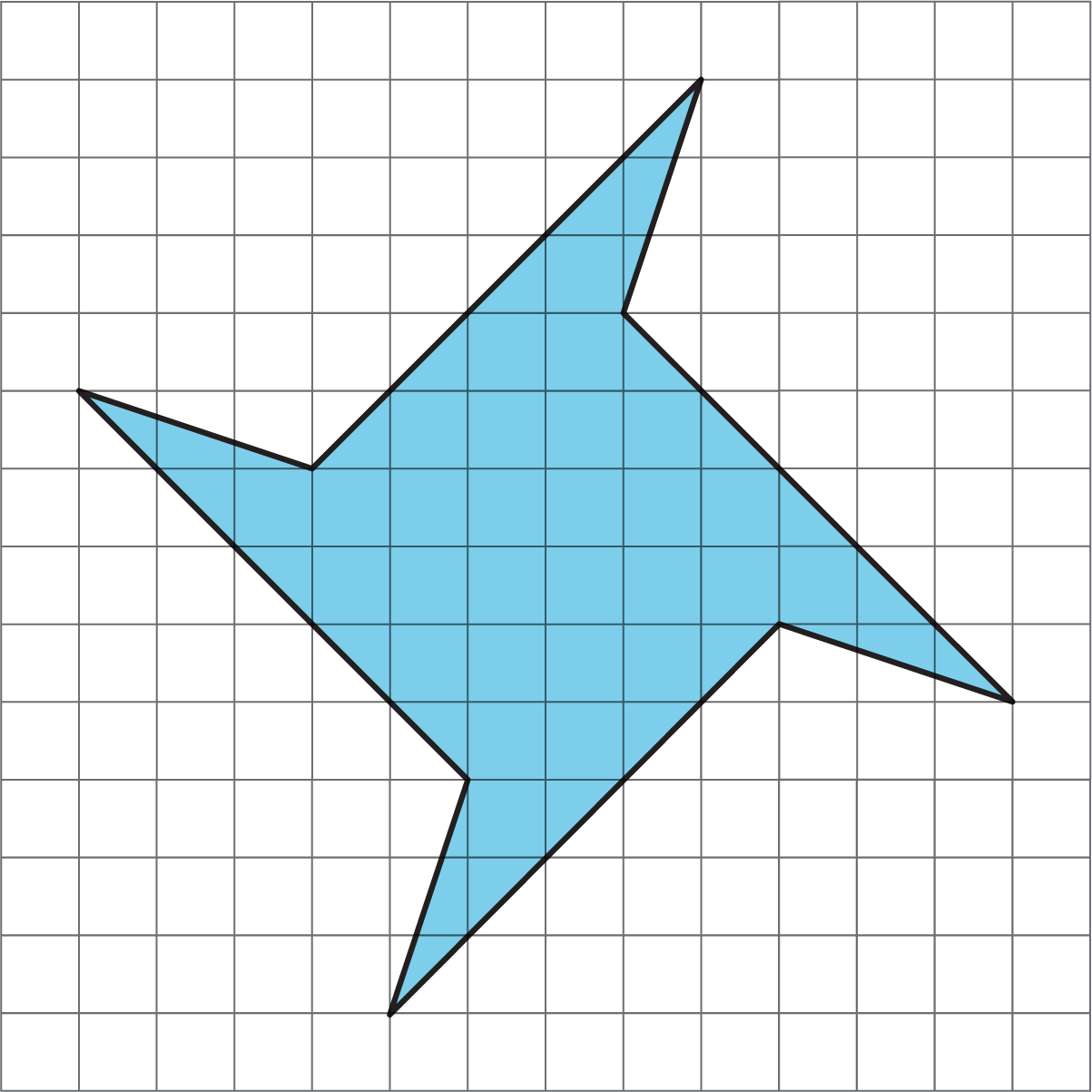 A shaded polygon on a grid.