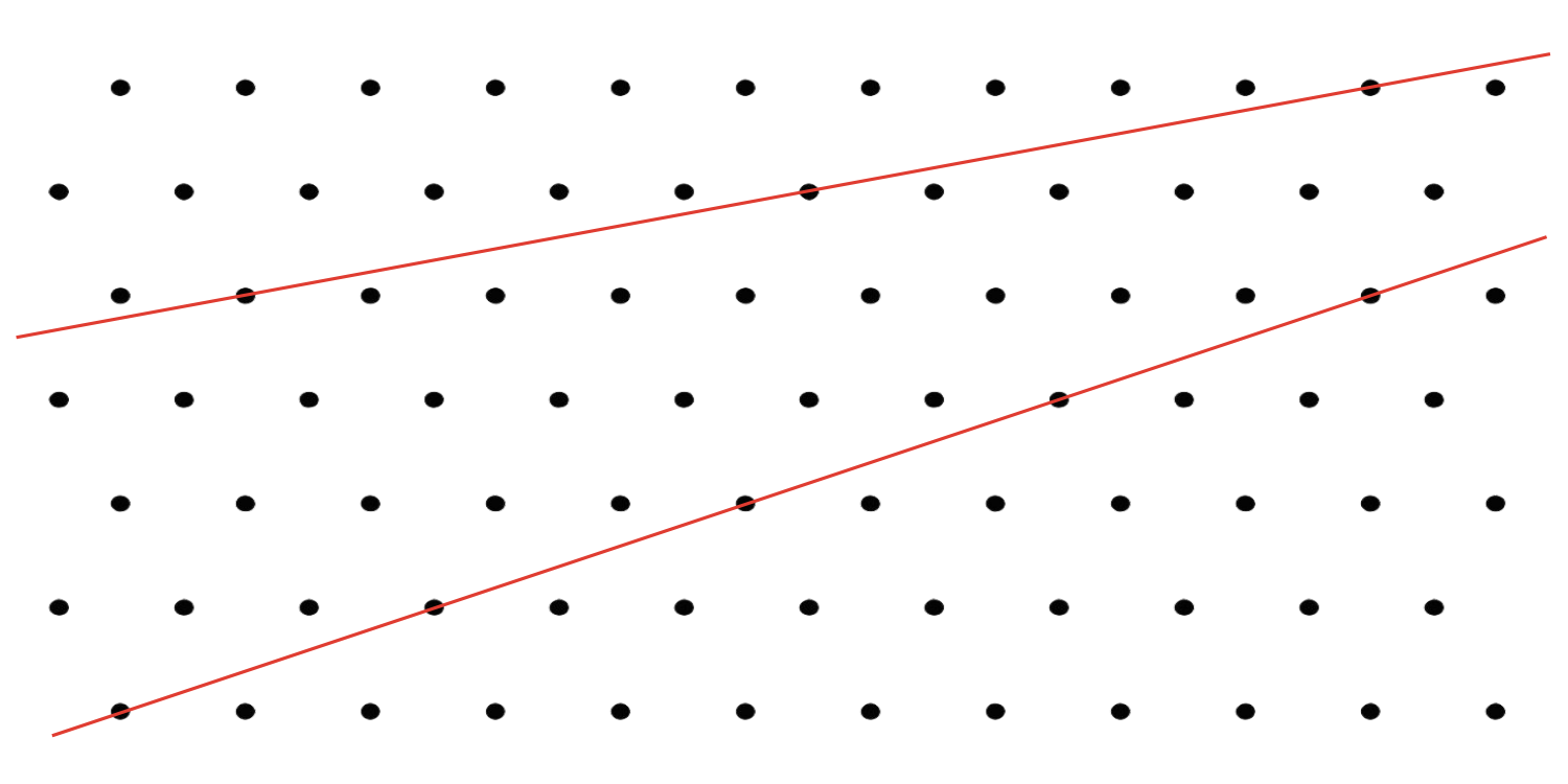dot paper drawing. 2 lines slanted at different angles.