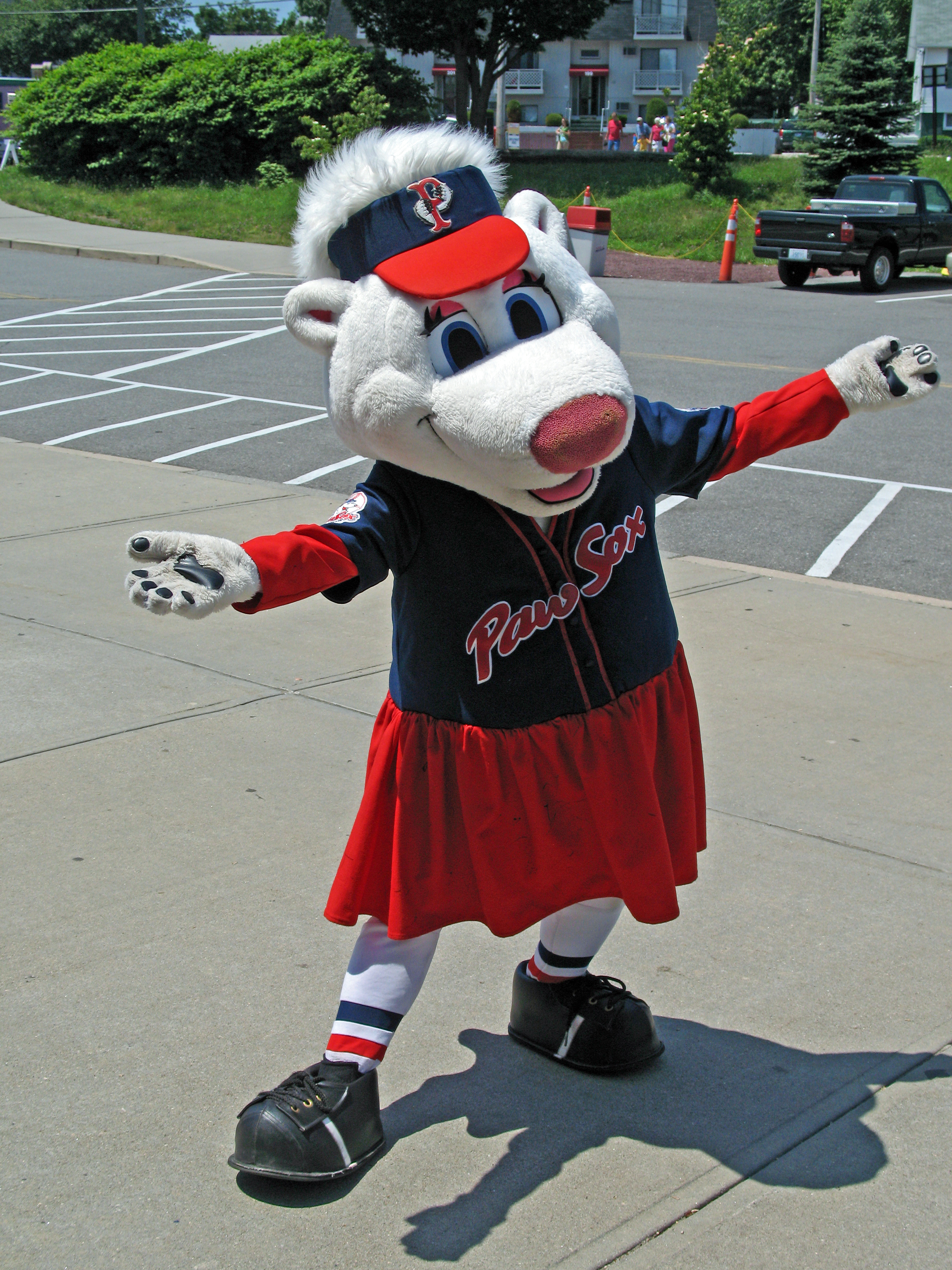 A photograph of a person wearing a mascot costume.