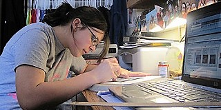 photo of student doing homework