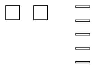 A base-ten diagram of 2 medium squares and 5 tiny rectangles.