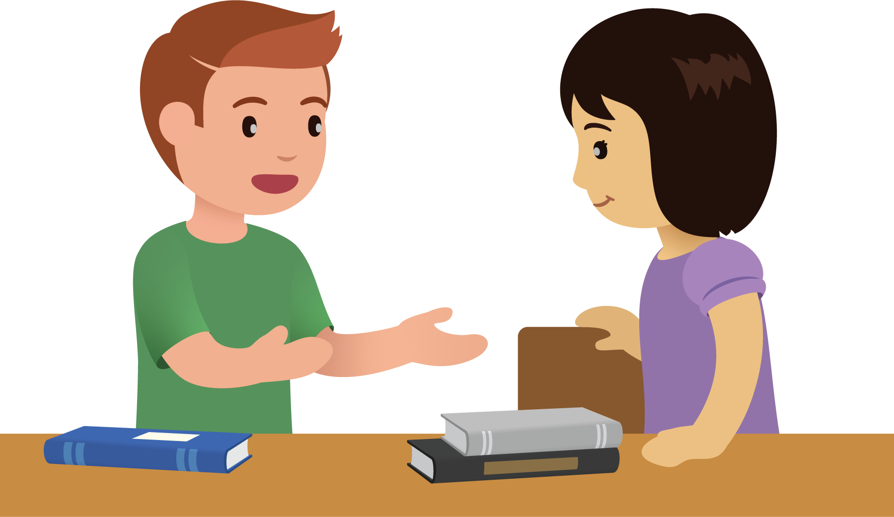 Two students talking.