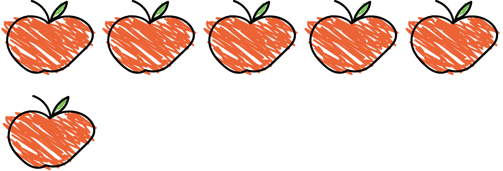 Drawings of apples.
