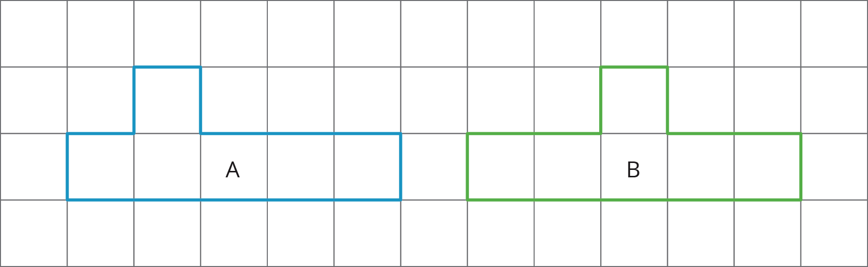 Two non-congruent figures with same area.