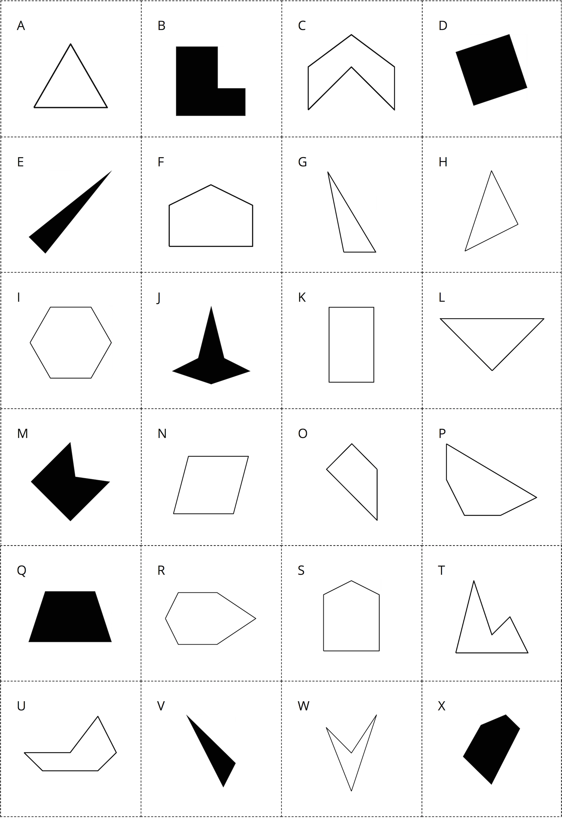 Set of cards with shapes.