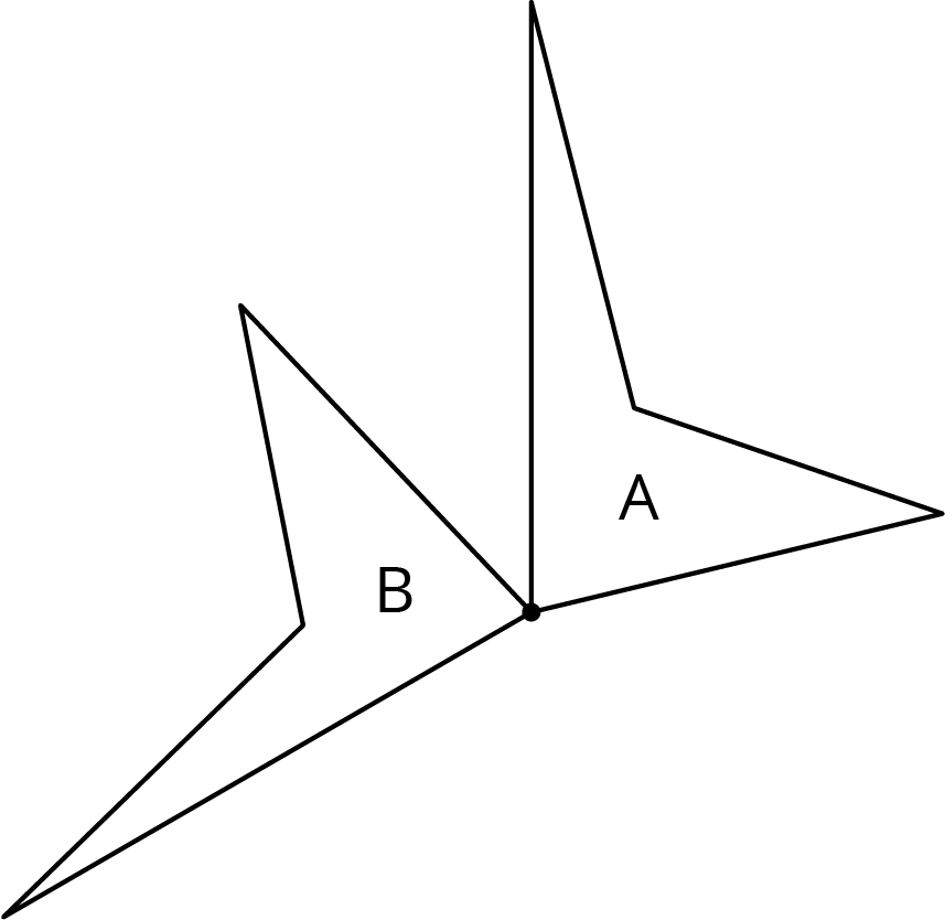 Quadrilateral A and rotated image quadrilateral B.