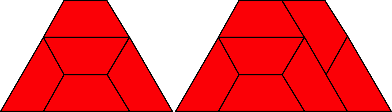 Two figures of pattern blocks.