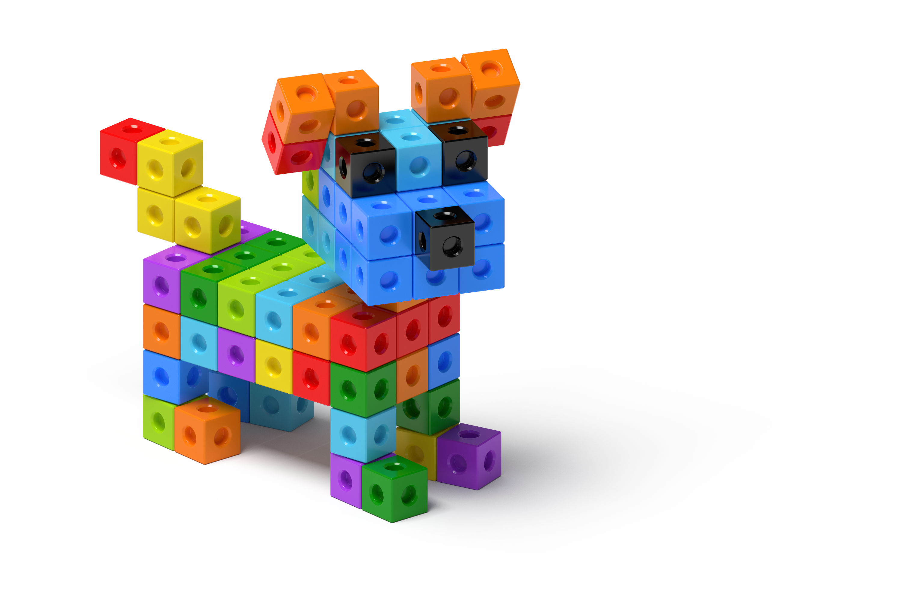 Dog made of multicolored cubes