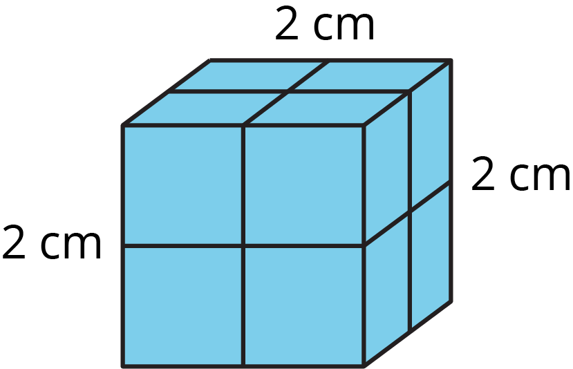 cube, side length = 2 centimeters