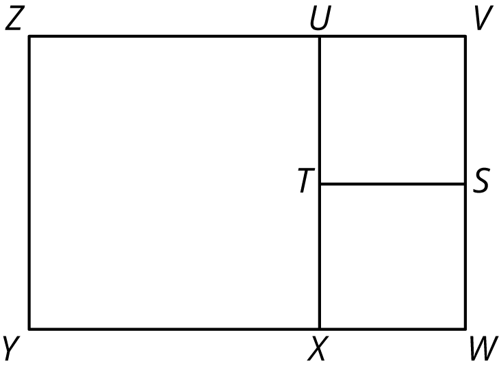 Rectangle VWYZ is decomposed into 3 squares.